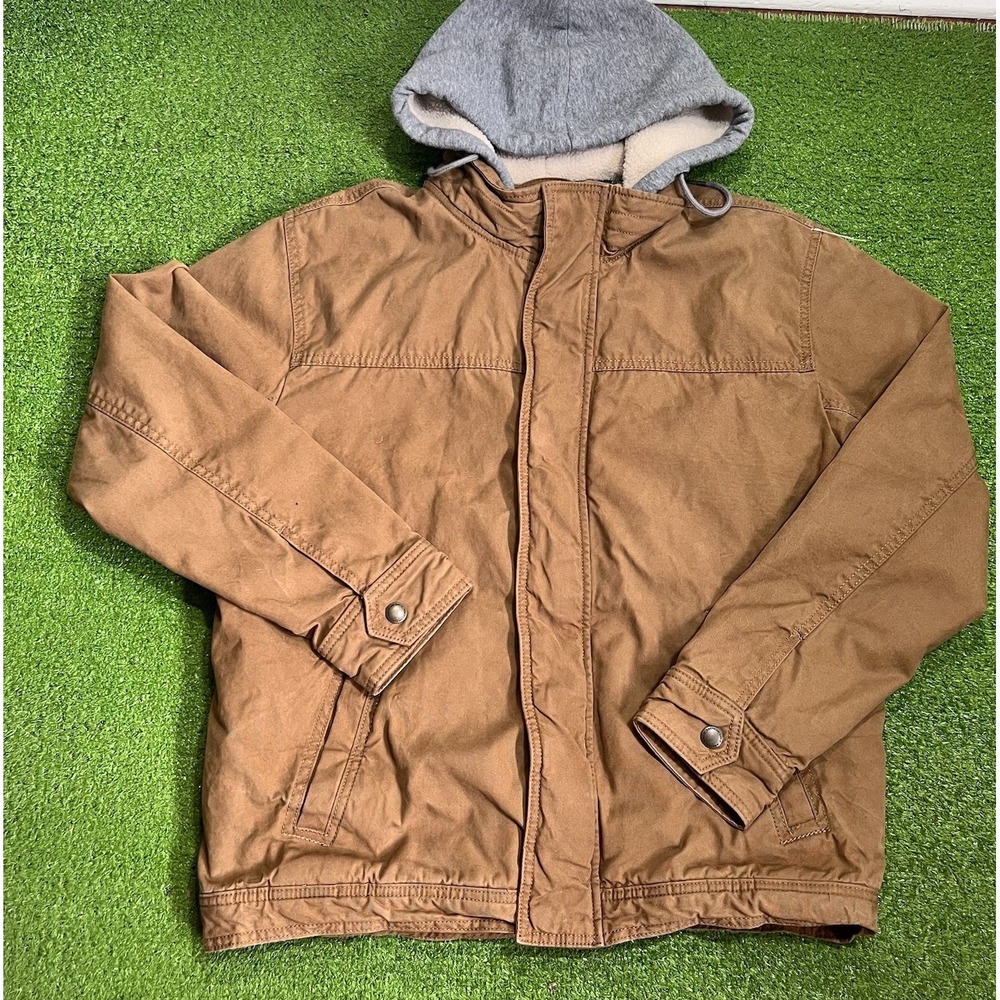 Retro American Eagle Duck Canvas Chore Coat M Hood Quilted (Carhartt Style)